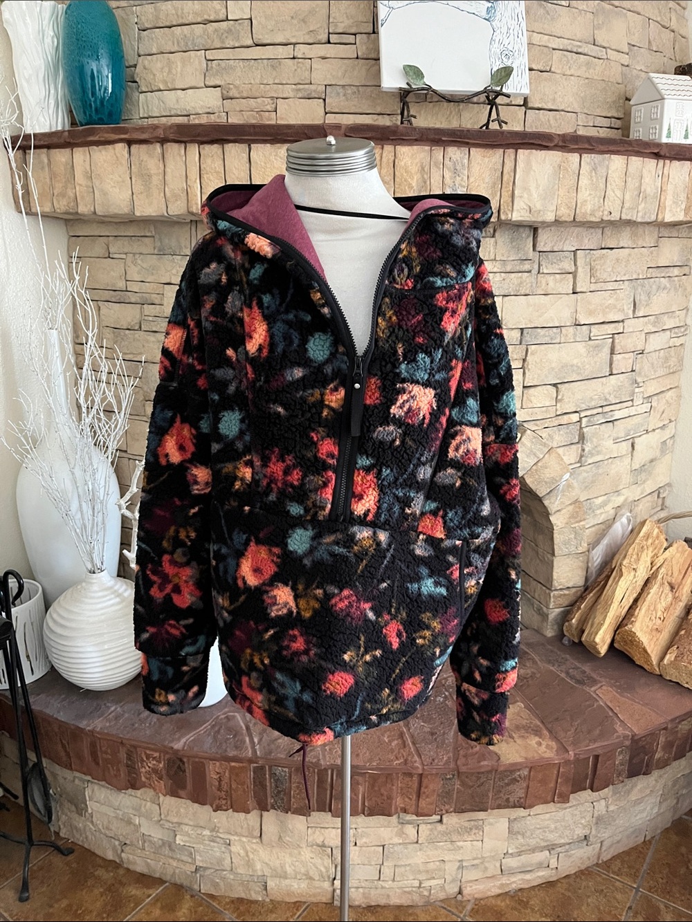 Prana Flora Fleece Hoodie Size Large - Picture 2 of 5